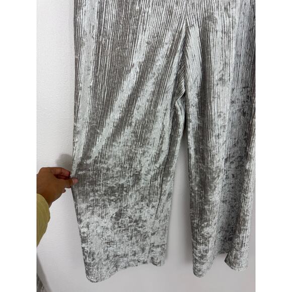 Banana Republic Silver Velour Ribbed Wide Leg Pants Size M - Picture 2 of 6